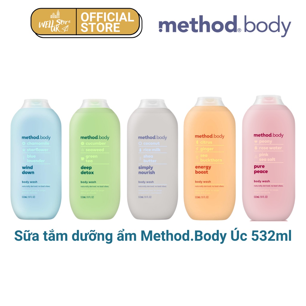 Sữa Tắm dưỡng ẩm , sáng da Method Body 532ml Oganic
