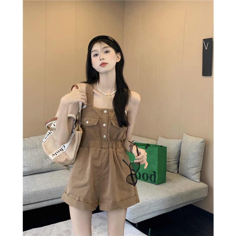 Jumpsuit Denim Dáng Rộng Thời Trang Mùa Hè Dễ Phối Đồ Cho Nữ