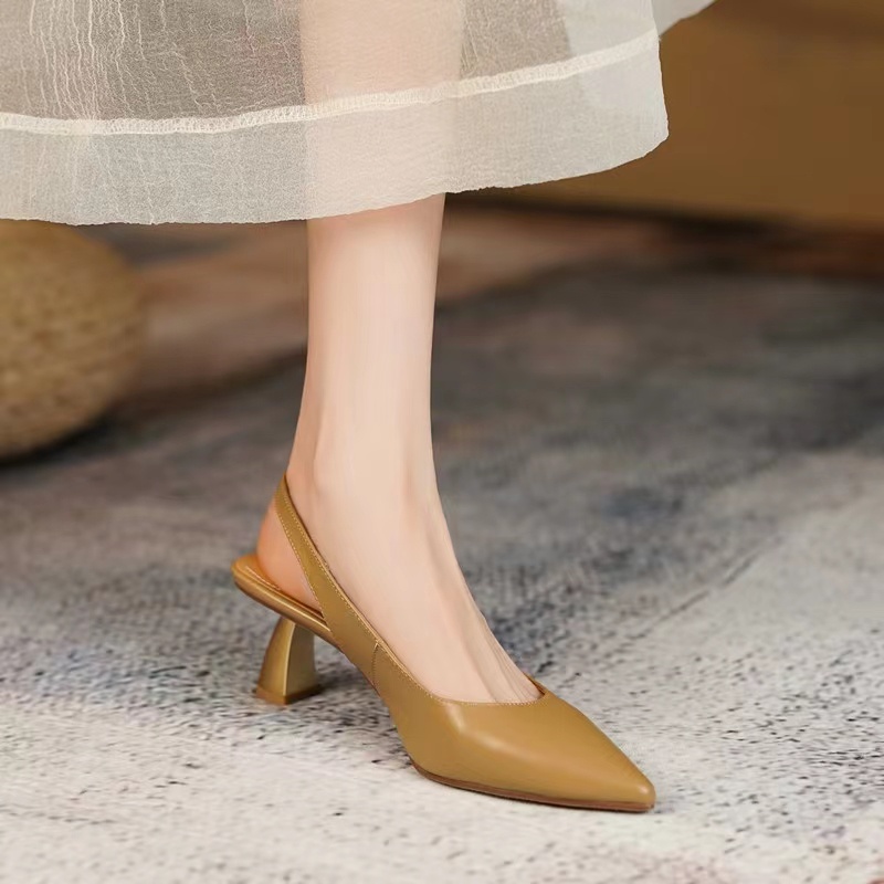 Giày Cao Gót Da Mềm Mũi Nhọn Phong Cách Pháp Thời Trang Mùa Hè Cho Nữ
