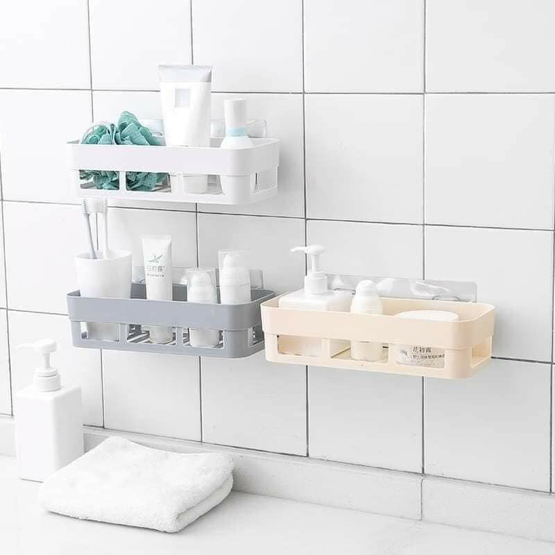 Kệ dán tường để đồ nhà tắm, nhà bếp hình chữ nhật bằng nhựa nhiều màu 88230 SHIPNHANH88