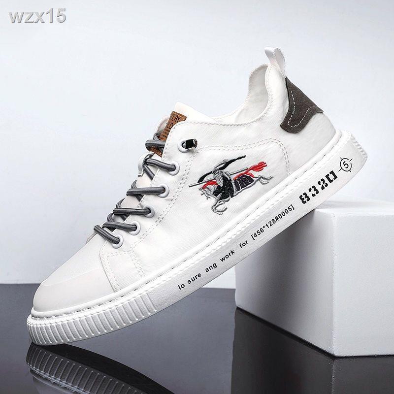 Giày vải lụa băng nam 2021 trắng thoáng khí mới mùa hè sneaker phiên bản Hàn Quốc của xu hướng thường phù hợp v