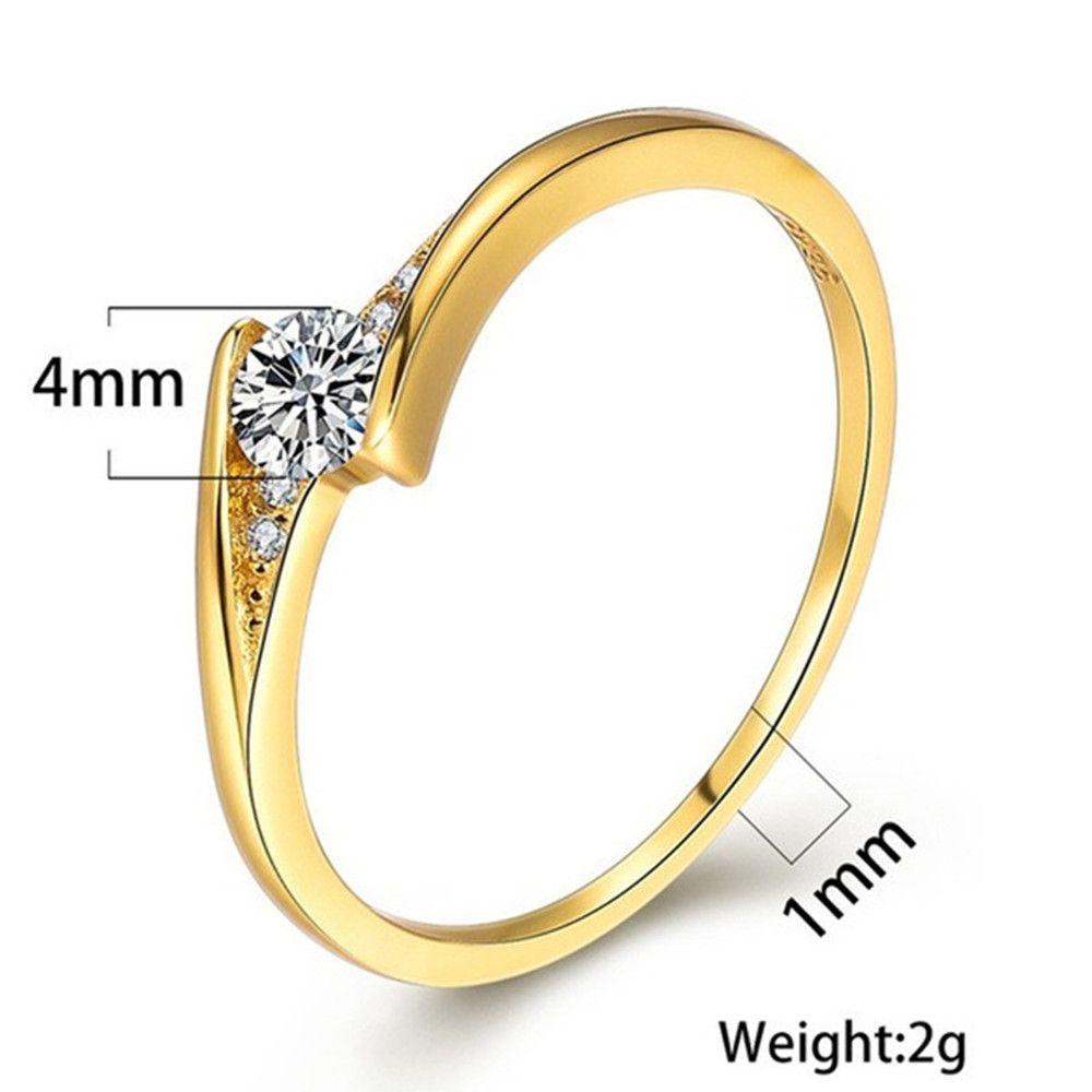 ROSE Nhẫn Cưới Hợp Kim Mặt Tròn Màu Vàng / Bạc Cho Nữ