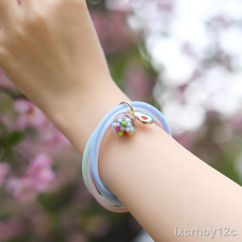 ◙☌Nghệ thuật màu xanh chống muỗi vòng đeo tay dễ thương mặt dây chuyền cô gái trái tim mùa hè du lịch ngoài trời