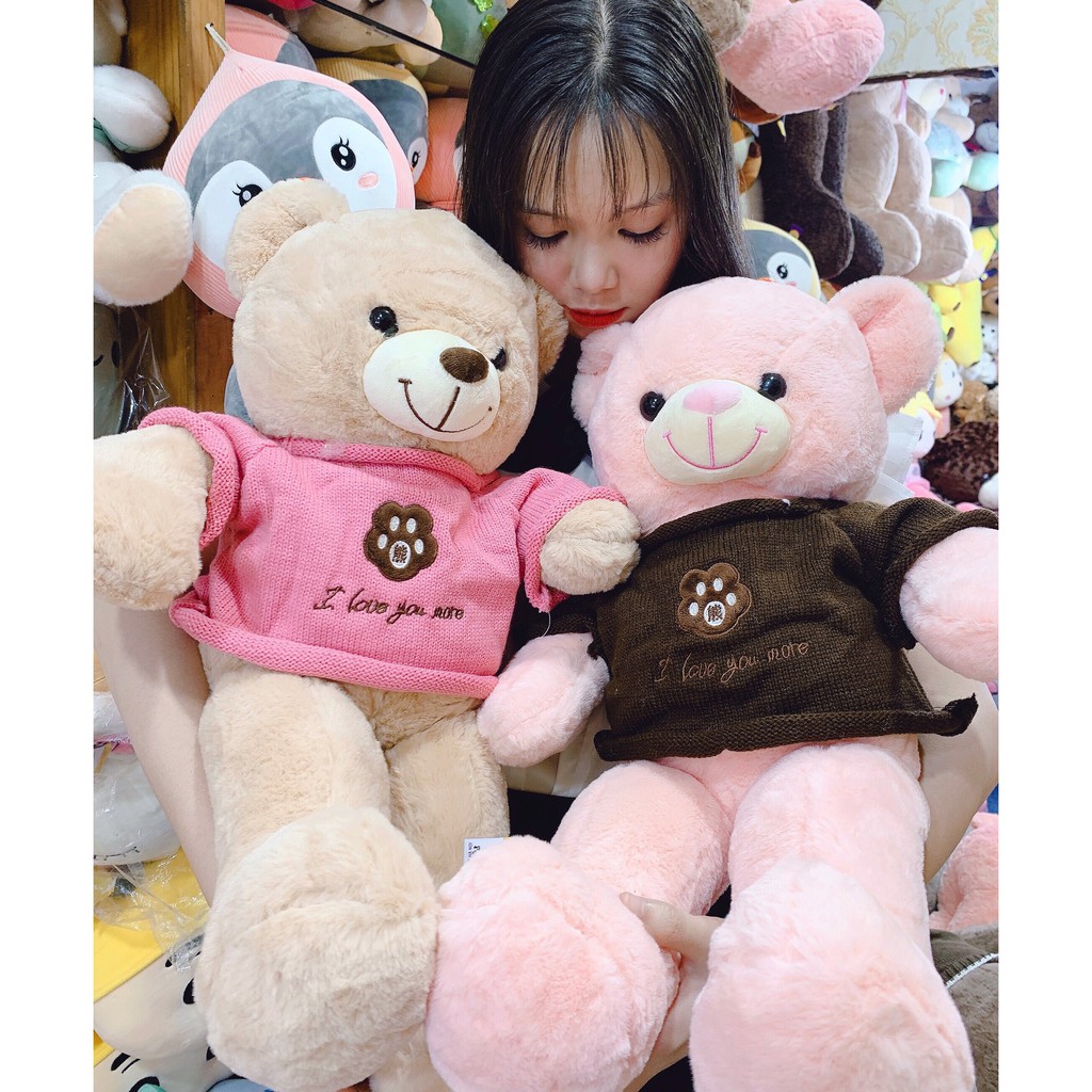 Gấu bông teddy áo len Iloveu 4 màu kích thước 60cm - Xưởng gấu bông Việt Nam