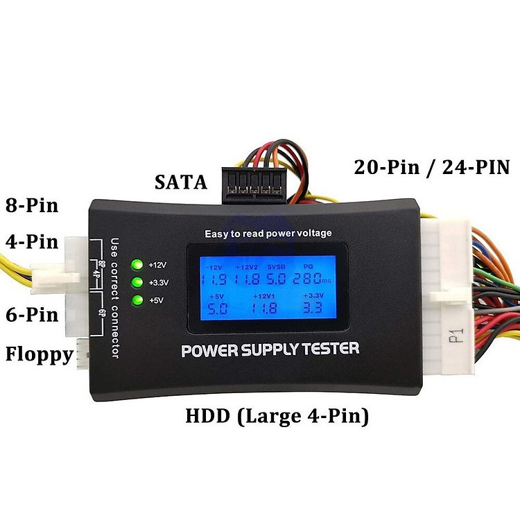 Bộ test nguồn ATX máy tính hiển thị màn hình LCD