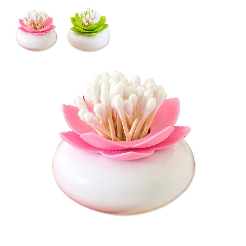 Hộp hình hoa sen đựng tăm tre và tăm bông