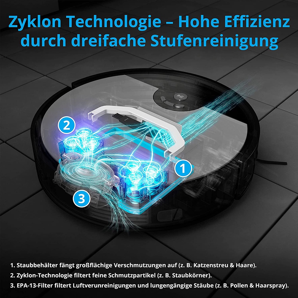 Robot hút bụi lau nhà 2in1 Medion MD 20011 điều khiển thông minh [nhập Đức chính hãng]