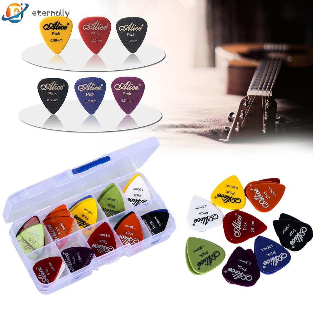 Set 40 miếng pick nhựa ABS gảy đàn guitar dân gian bass điện acoustic với hộp đựng ngẫu nhiên