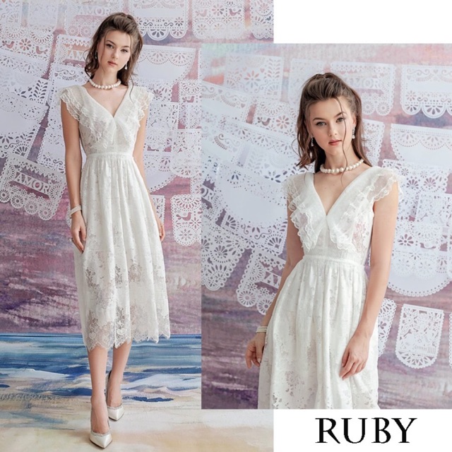 Đầm dự tiệc ren cổ V cao cấp -Đầm thiết kế Ruby dress - Đầm maxi ren cổ V - Hình thật