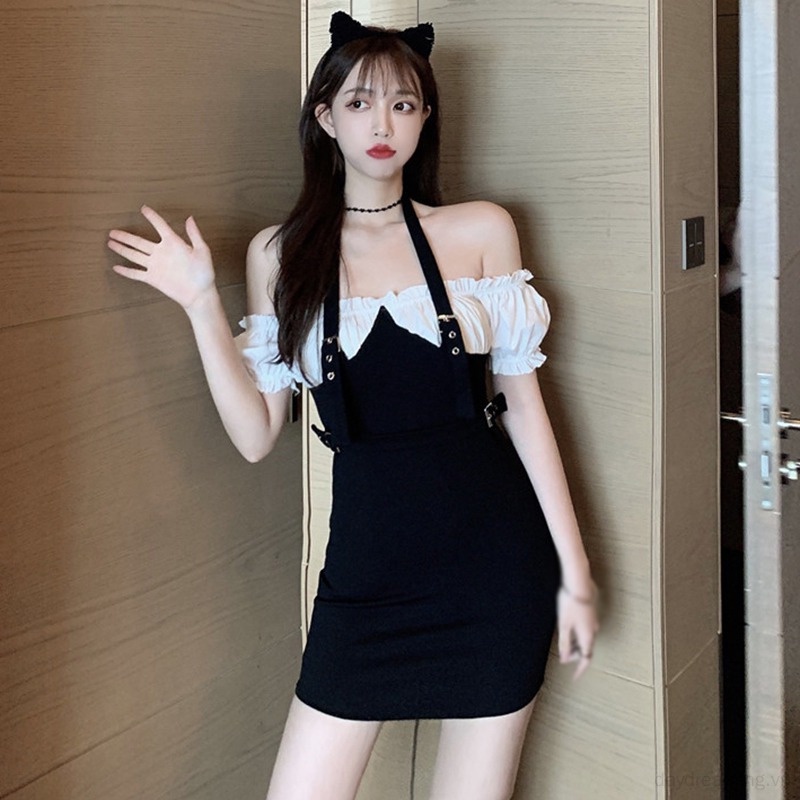 Váy body Tay Ngắn Giả Hai Lớp Thời Trang Quyến Rũ Cho Nữ