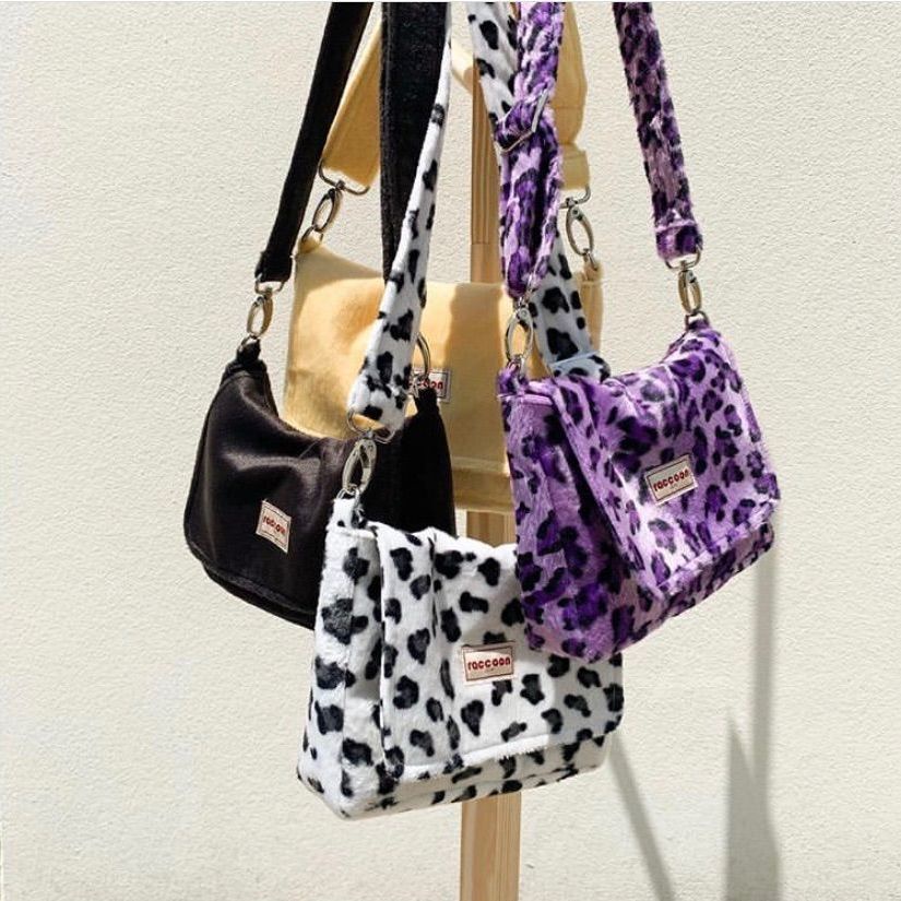 Túi Xách Lông Nhung Họa Tiết Báo Hồng Dễ Thương Xinh Xắn