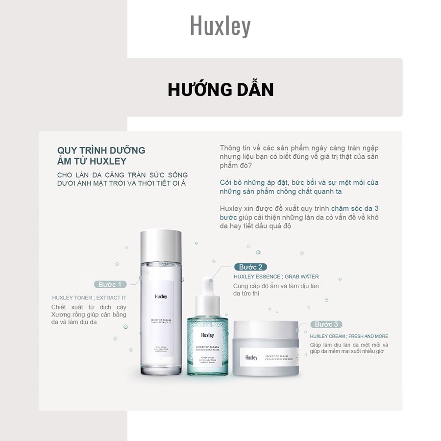 Bộ Dưỡng Da Cấp Ẩm Dành Cho Da Dầu Huxley Hydration Trio Set