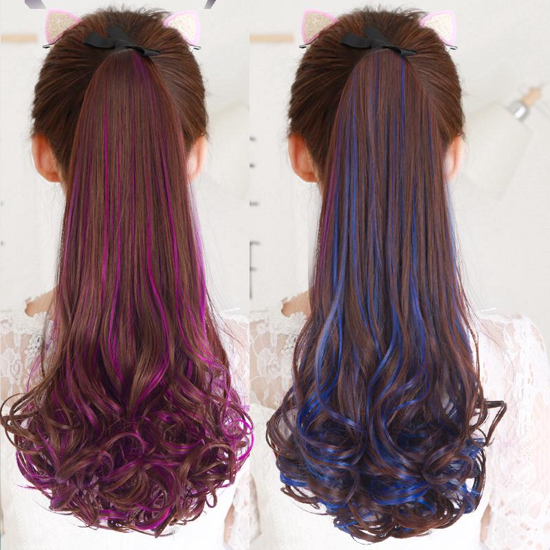 Bộ tóc giả dạng cột kiểu xoăn đuôi tiện lợi dài 48cm