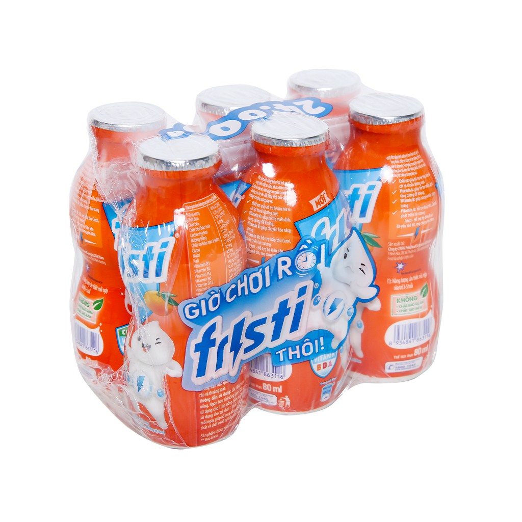 Lốc 6 chai sữa chua uống cam Fristi 80ml
