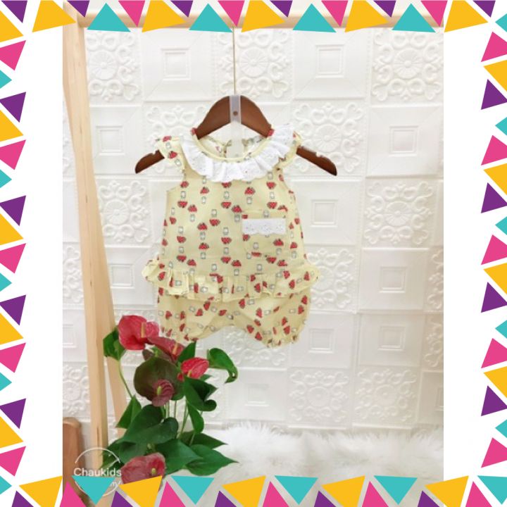 Quần áo bé gái, Bộ Bèo Tay Cánh Tiên  Bộ Bèo Tay Cánh Tiên Chất Thô Lụa Cho Bé Gái