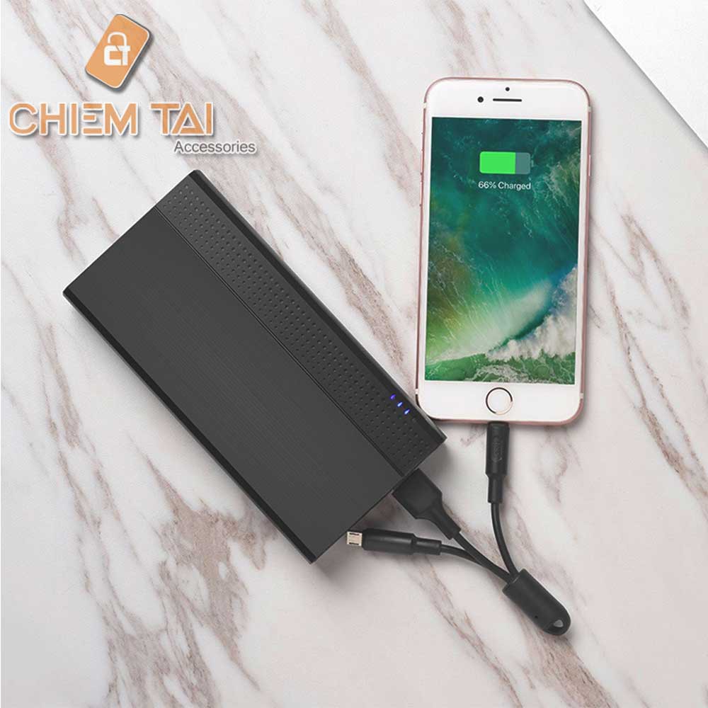 [Mã 77ELSALE hoàn 7% đơn 300K] [CHIECTG15 GIẢM 15K] Pin sạc dự phòng Hoco J33A 20000mAh kèm cáp (Lightning &amp; Micro USB)