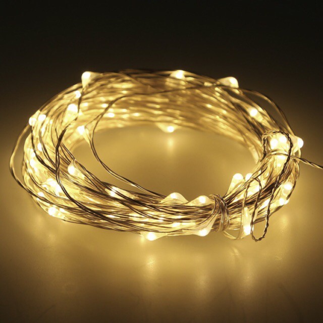 (Xài pin AA) Dây Đèn Led Đom Đóm Chipsbling Fairy Lights 10m màu vàng ấm - trang trí phối cảnh