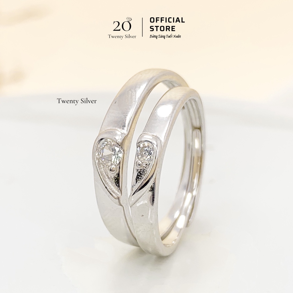 Nhẫn Đôi Bạc S925 Diamond Heart NDARJ9287 - 20SILVER. Nhẫn Đôi Bạc Cặp Đôi Tình Yêu