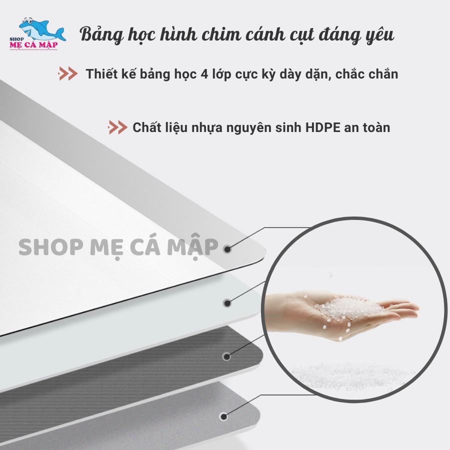 Bộ bảng học cho bé bảng vẽ cho bé hình chim cánh cụt, Chỉnh được chiều cao [TẶNG KÈM GHẾ]