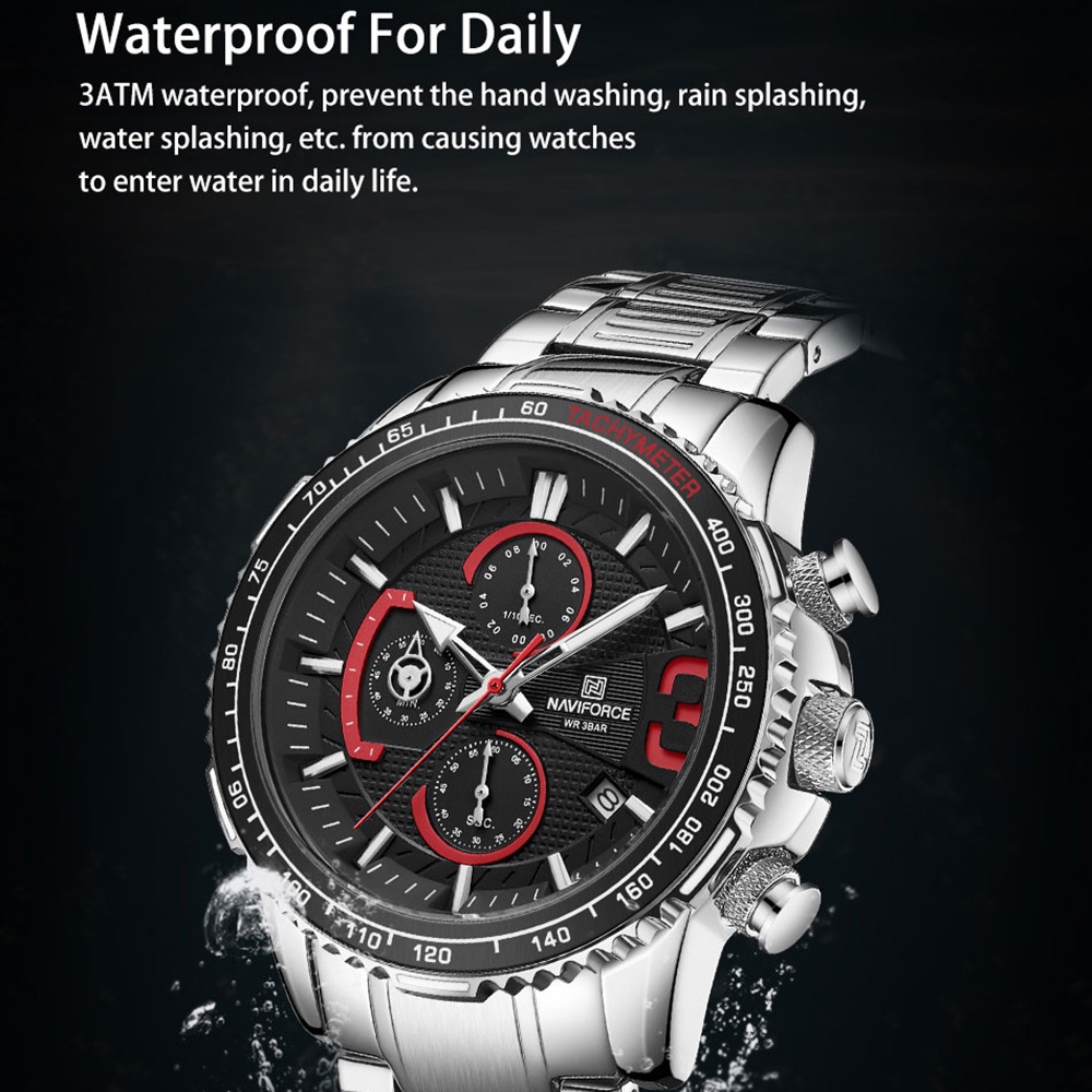 Naviforce Đồng Hồ Quartz Chronograph Chống Thấm Nước Chất Liệu Thép Không Gỉ Thời Trang Cho Nam 8017