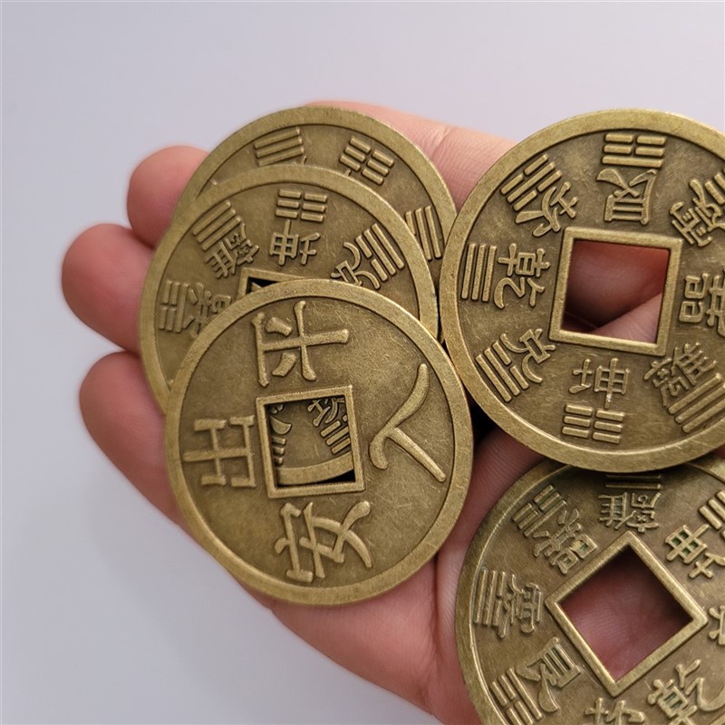 Combo 5 đồng tiền xu phong thủy size 25mm 40mm 60mm bằng đồng