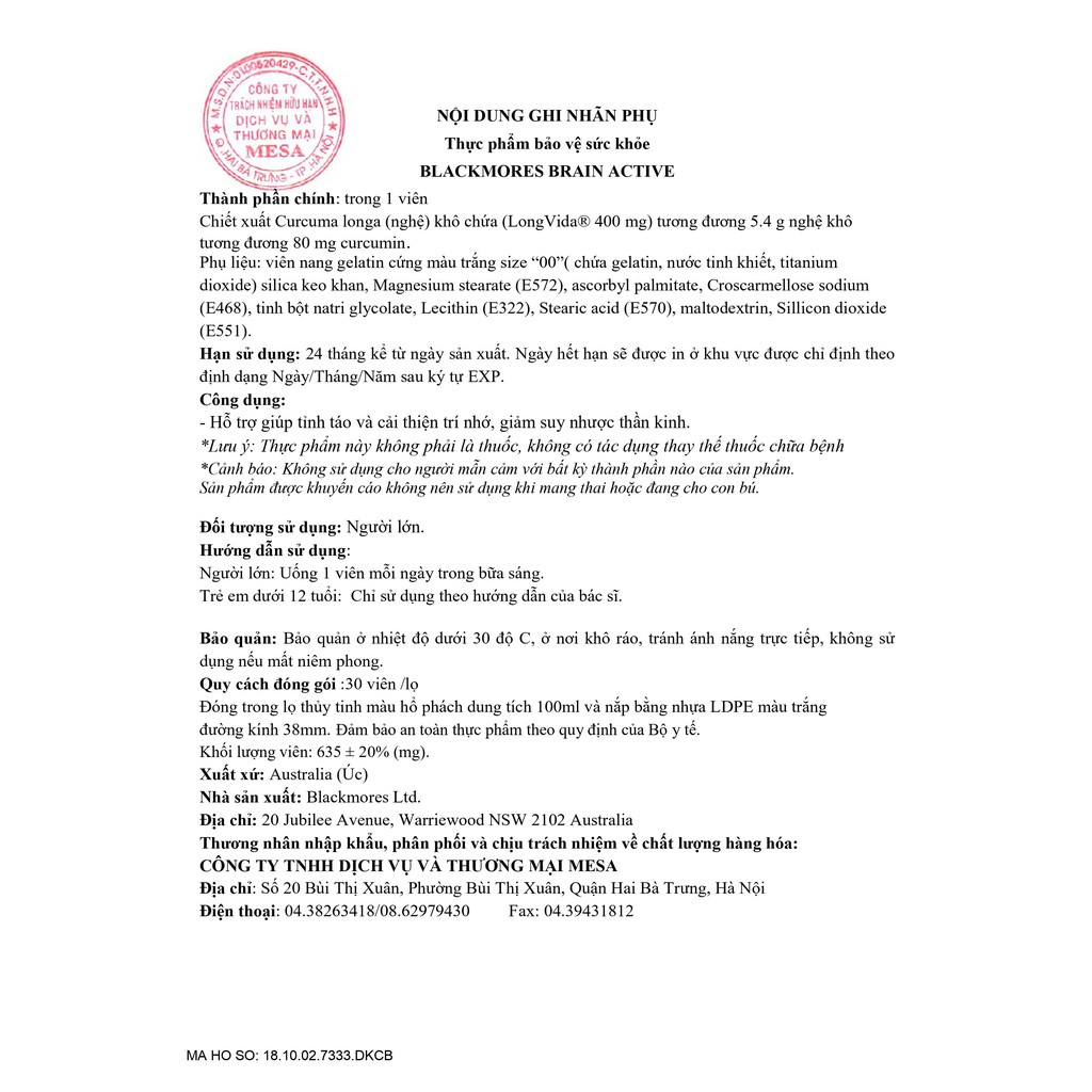 [Mã 66FMCGSALE hoàn 8% xu đơn 500K] Viên Uống Bổ Não Tăng Cường Trí Nhớ Blackmores Brain Active 30 Viên | BigBuy360 - bigbuy360.vn