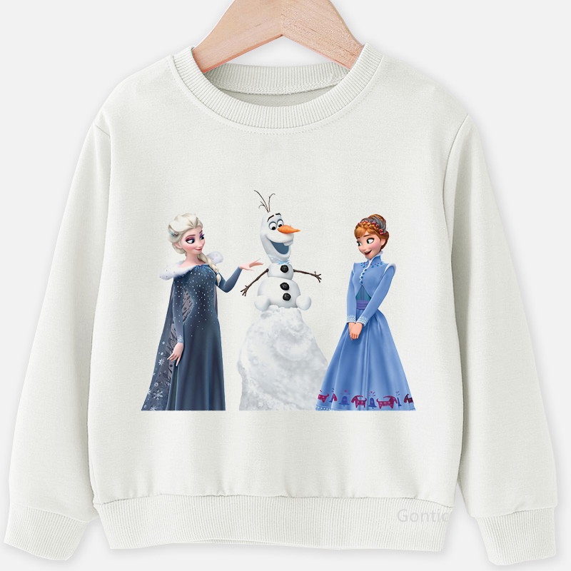 Áo Hoodie Tay Dài In Hình Công Chúa Elsa Anna Thời Trang Mùa Đông Cho Bé Gái