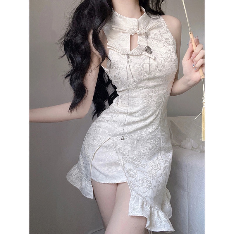 Sườn Xám Cách Tân Dáng Chữ A Không Tay Phong Cách Trung Hoa Thời Trang Mùa Hè 2022 Mới