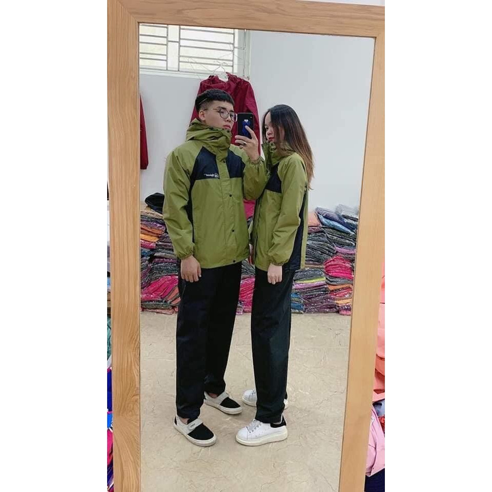 Bộ quần áo đi mưa 2 lớp chống thấm chống gió lạnh mưa phùn - bo quan ao di mua nam nu