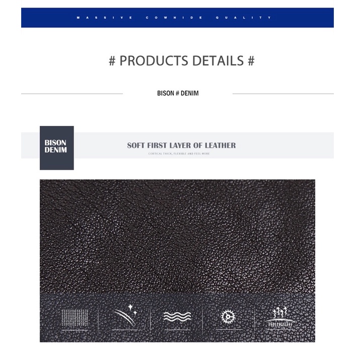 Ví nam Bison Denim N4437-2B Ví Da bò cao cấp Bảo hành 12 tháng