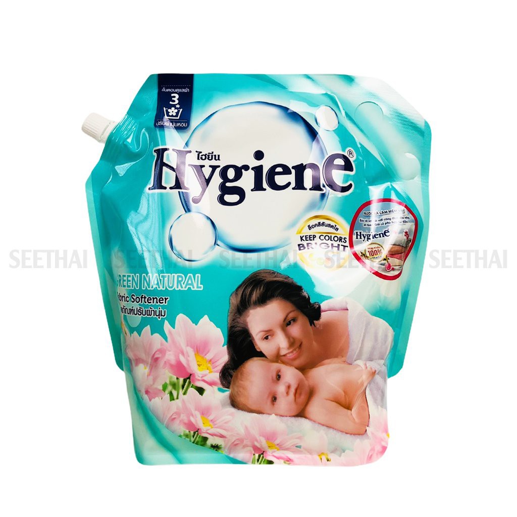 Nước xả mềm vải hương thiên nhiên HYGIENE Green Natural Thái Lan 1800ml - túi xanh lá - Fabric softener