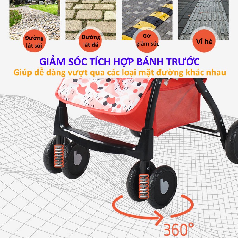 [FRESHIP] Xe đẩy cho bé gấp gọn Baobaohao 722C có nhiều tư thế - Xe đẩy em bé cao cấp DC022