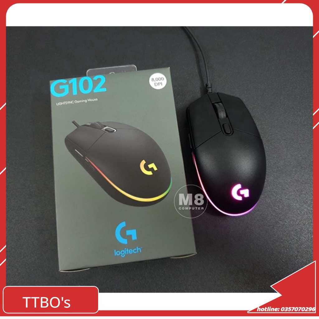 Chuột gaming led có dây Bosston - 003 G102 RGB cực đẹp chuột game thủ cực ngầu cho máy tính laptop TTBO's