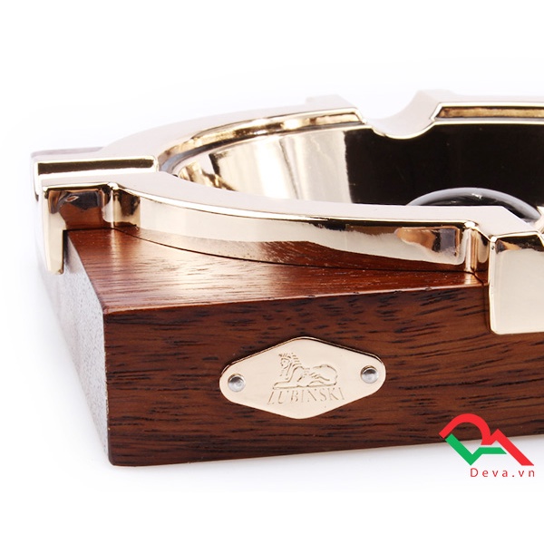 { HÀNG CHÍNH HÃNG } Gạt Tàn Gỗ - Kim Loại Lubinski LB043 Cao Cấp Họa Tiết Hoa Văn Sang Trọng