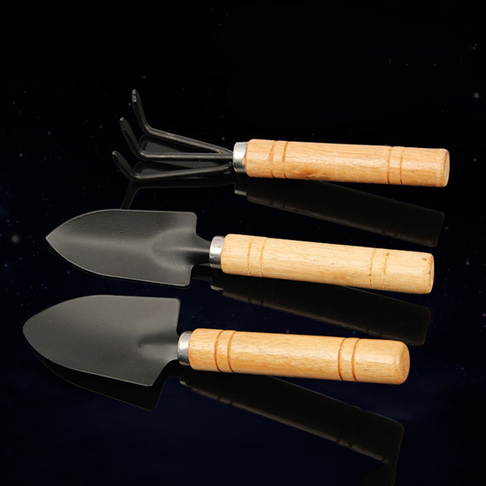 Set 3 Dụng Cụ Làm Vườn Mini Tay Cầm Bằng Gỗ Tiện Lợi