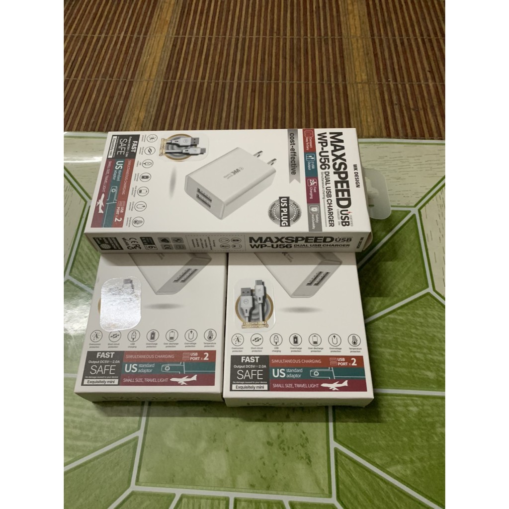 BỘ SẠC NHANH TYPE-C WP U56 CHÍNH HÃNG Hỗ trợ sạc nhanh Cho IPad Pin Dự Phòng Cáp Sạc,Tai nghe Bluetooth Airpod Airpods