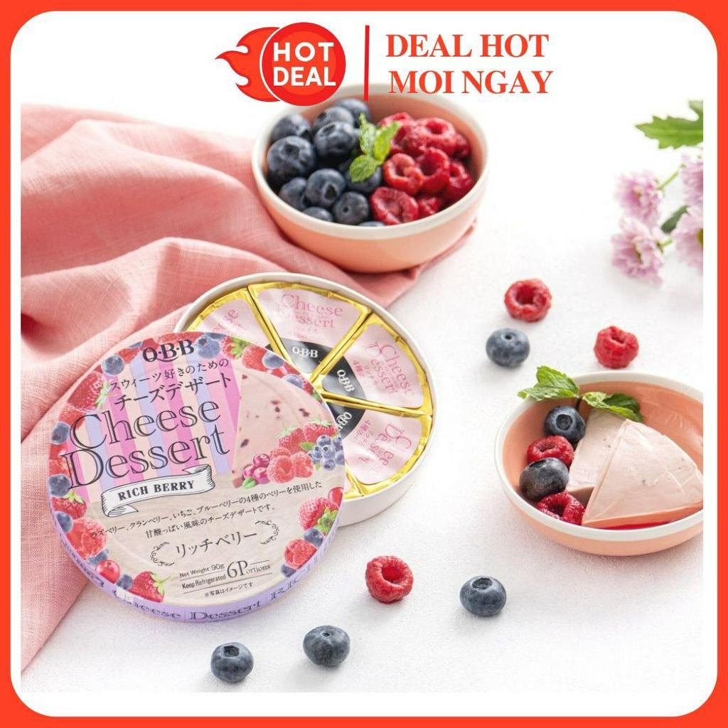 Set 6 Phô Mai QBB Mix Vị Hoa Quả Dâu/Việt Quất/Mâm Xôi/Nho/Vanilla Nội Địa Nhật Hộp 90G