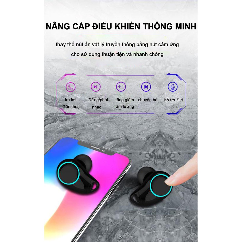 Tai nghe bluetooth 5.0 i36 TWS Cảm biến vân tay - Màn hình LED - Chống Ồn CV8.0 - Hỗ trợ đàm thoại,Nghe Nhạc, Chơi Game