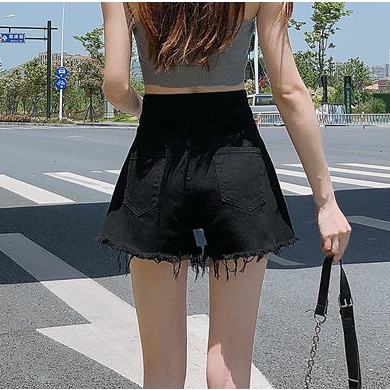 Quần Short Denim Mỏng Lưng Cao Ống Rộng Thời Trang Mùa Hè Hàn Quốc Mới 2022 Cho Nữ