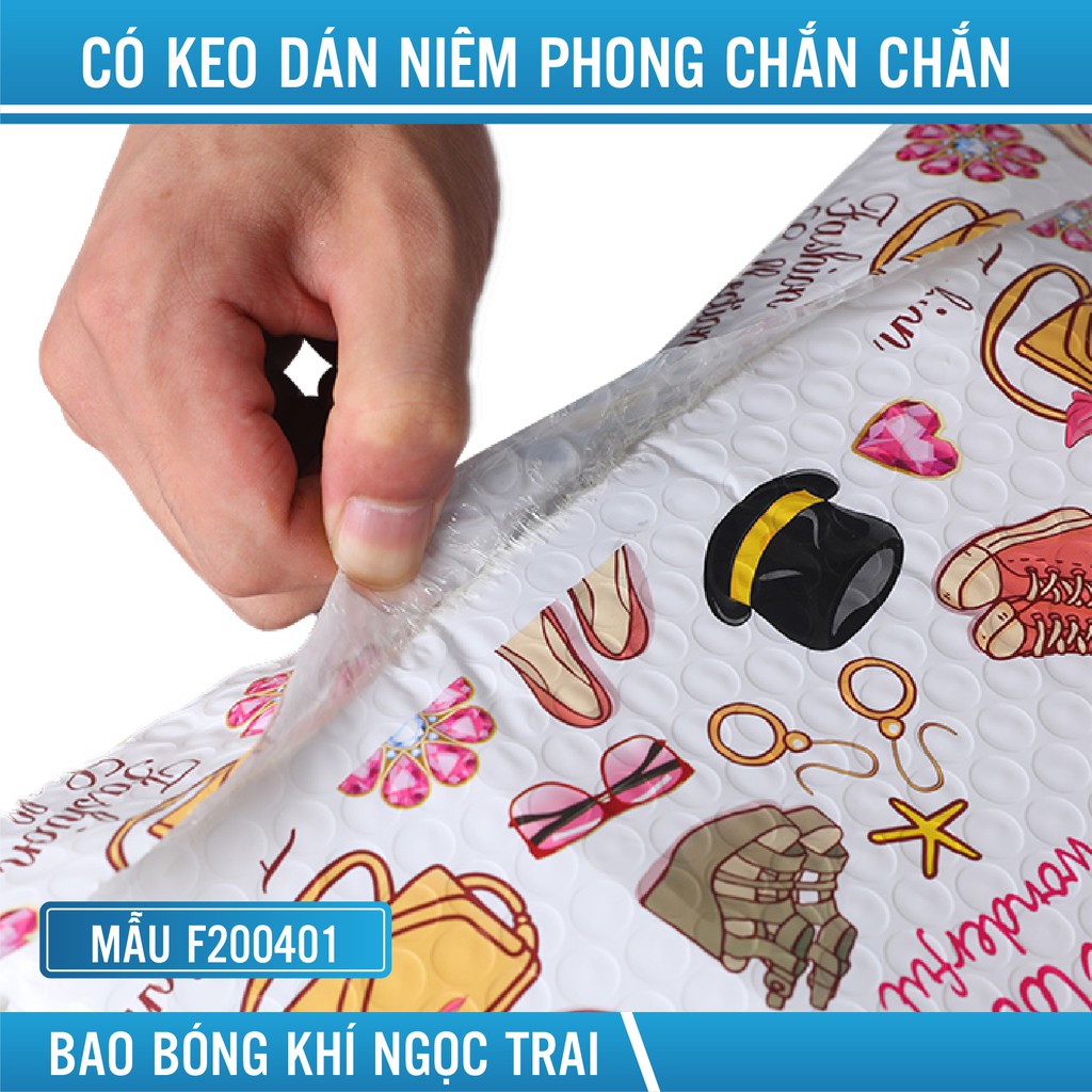 Túi gói hàng chống sốc [COMBO150K] 25x30+4cm túi nilong in màu thời trang sẵn băng keo hàng dễ vỡ