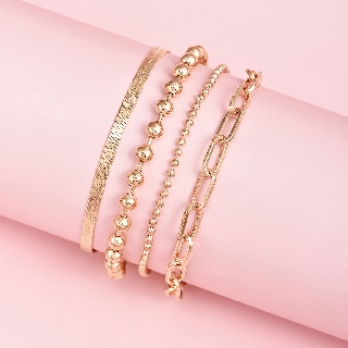 4 Cái / Bộ Phụ Nữ Rắn Hình Học Chuỗi Hạt Vàng Vòng Đeo Tay Phụ Nữ Chuỗi Đeo Tay Món Quà Trang Sức