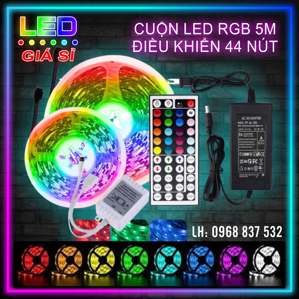 Dây đèn led đổi màu RGB 5m điều khiển bằng điện thoại nháy theo nhạc, cuộn đèn led Tiktok đổi màu 16 triệu màu