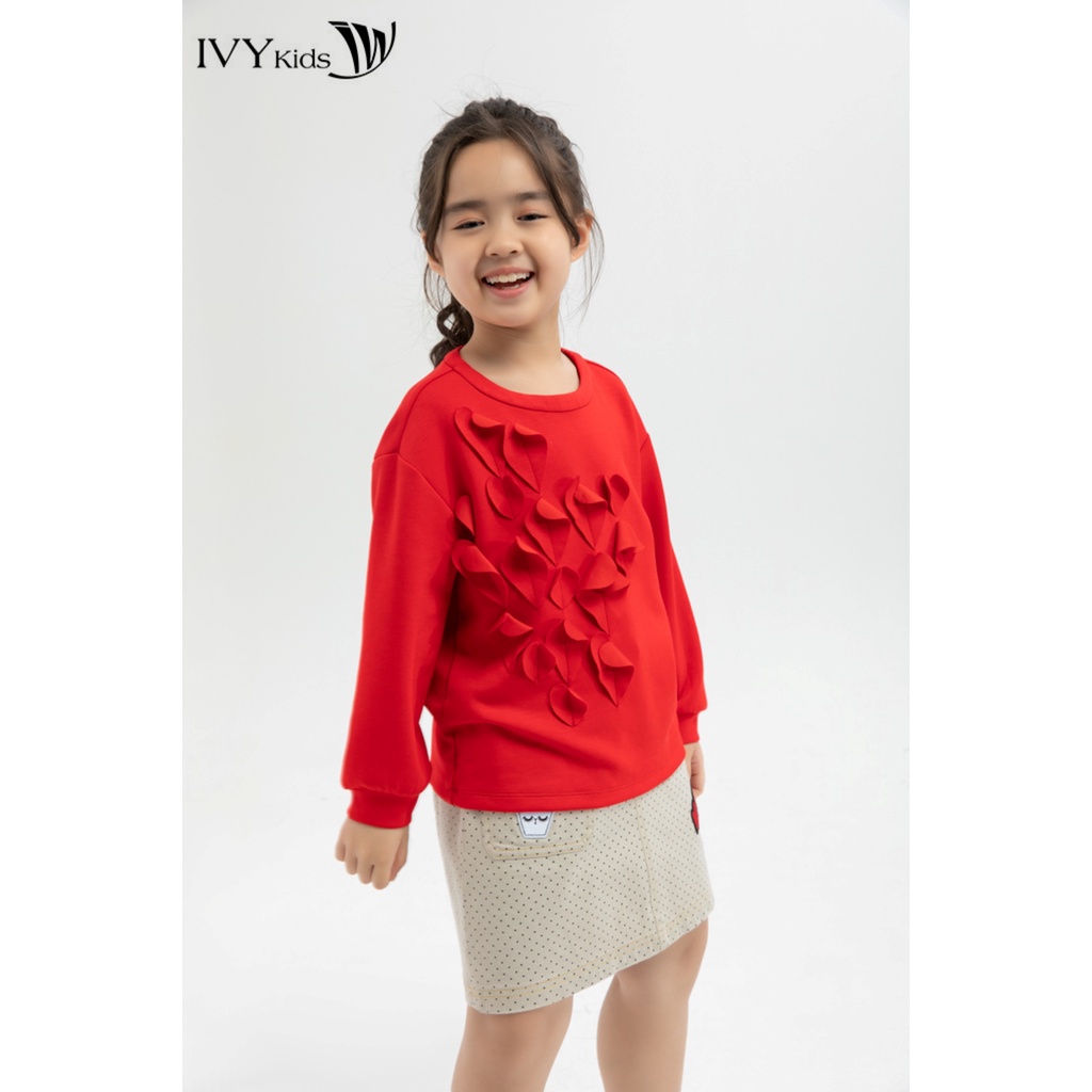 Áo thun đính hoa nổi bé gái IVY moda MS 58G1073