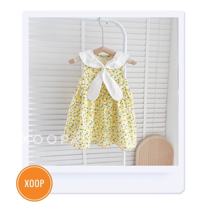 Váy dâu có nơ trắng cho bé gái đẹp xịn (8-18kg)
