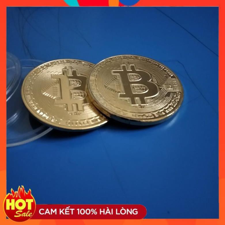 Đồng xu bitcoin mạ vàng lưu niệm, đường kính 40mm dày 1.2mm; 2.5mm + kèm hộp nhựa bảo vệ chống xước