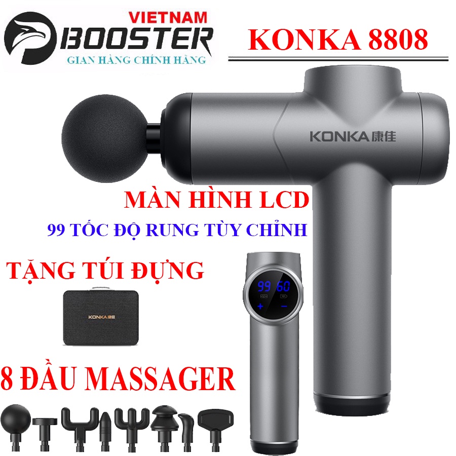 Máy massa cầm tay booster KONKA 8808 sử dụng 8 đầu massa màn hình Led LCD 99 tốc độ rung tùy chỉnh massa toàn thân