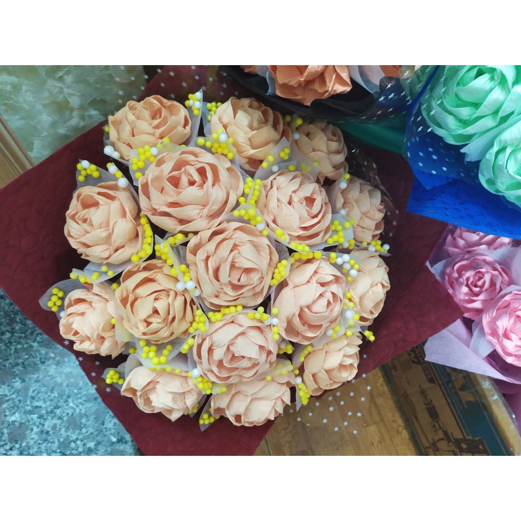 ❣❣ BÓ HOA GIẤY NHÚN TO - hoa handmade ❣❣