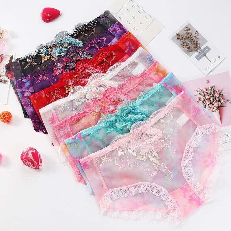 Set 5 quần lót nữ ren thêu hoa trong suốt cực kỳ quyến rũ