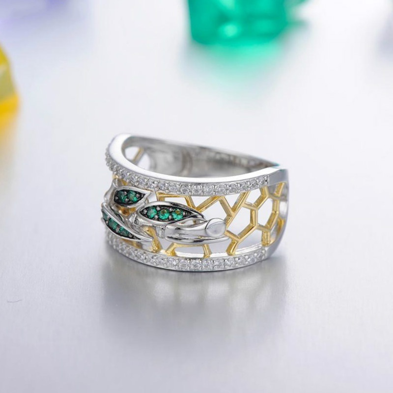 Nhẫn mạ bạc 925 thiết kế đính đá topaz xanh lá/đá zircon trắng cao cấp