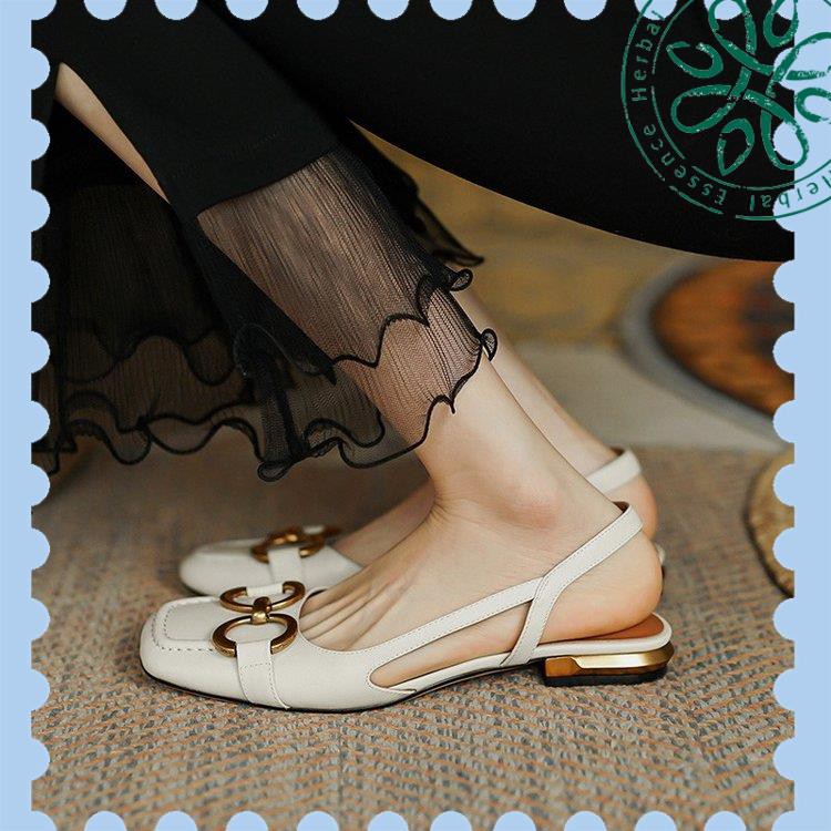 Giày sandal đế thấp mũi vuông thời trang thanh lịch dành cho nữ
